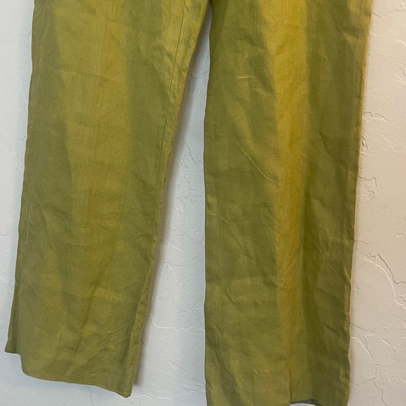 Talbots Petite Irish Linen Cropped Wide Leg Pants Olive Green Size 6 - Picture 6 of 8